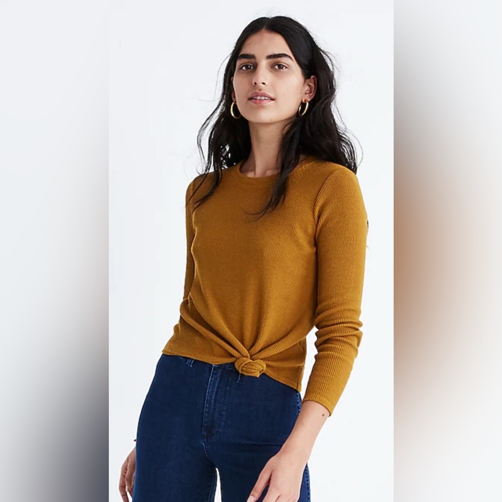 Madewell Texture & Thread Jacquard Knot-Front Top Antique Gold Size Size Medium